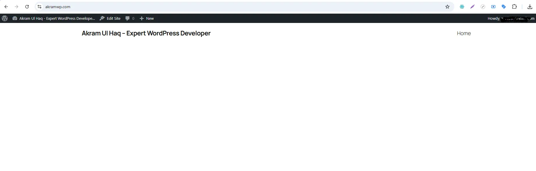 Black admin bar at top