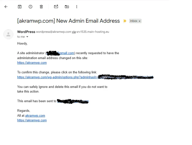 Email with login details