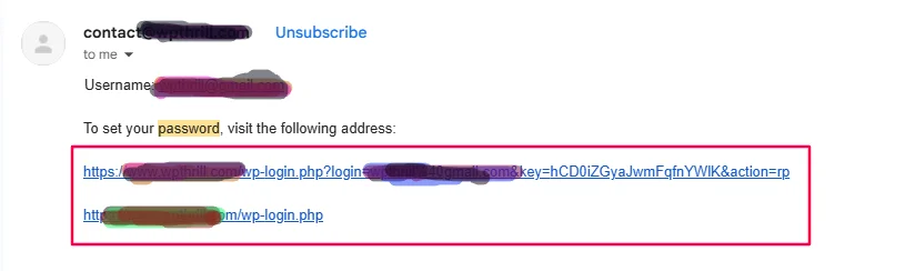 Reset email in inbox