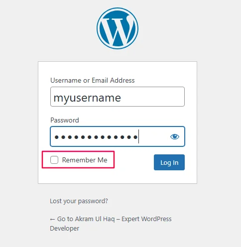 Remember me checkbox