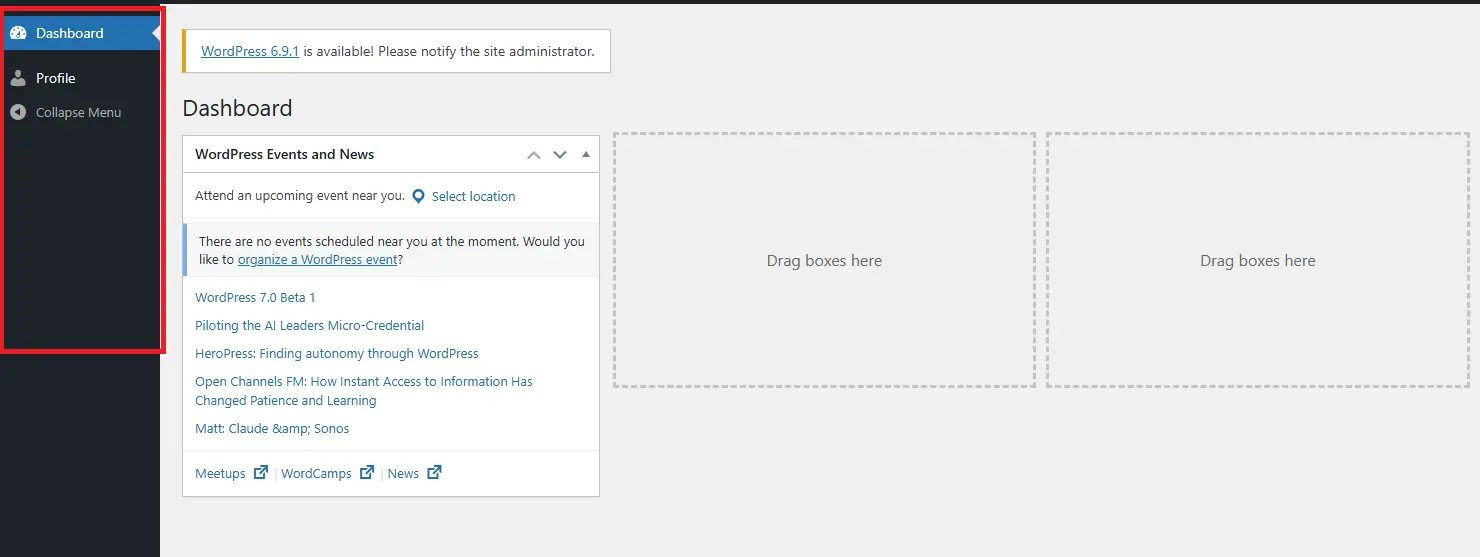WordPress Contributor Dashboard View
