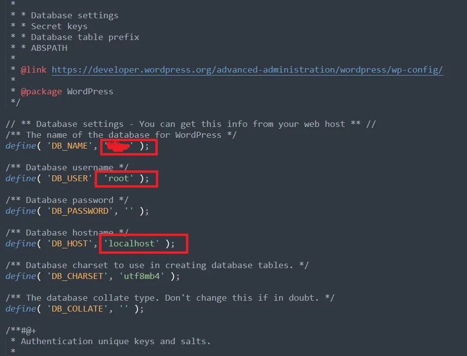 Editing wp-config.php file