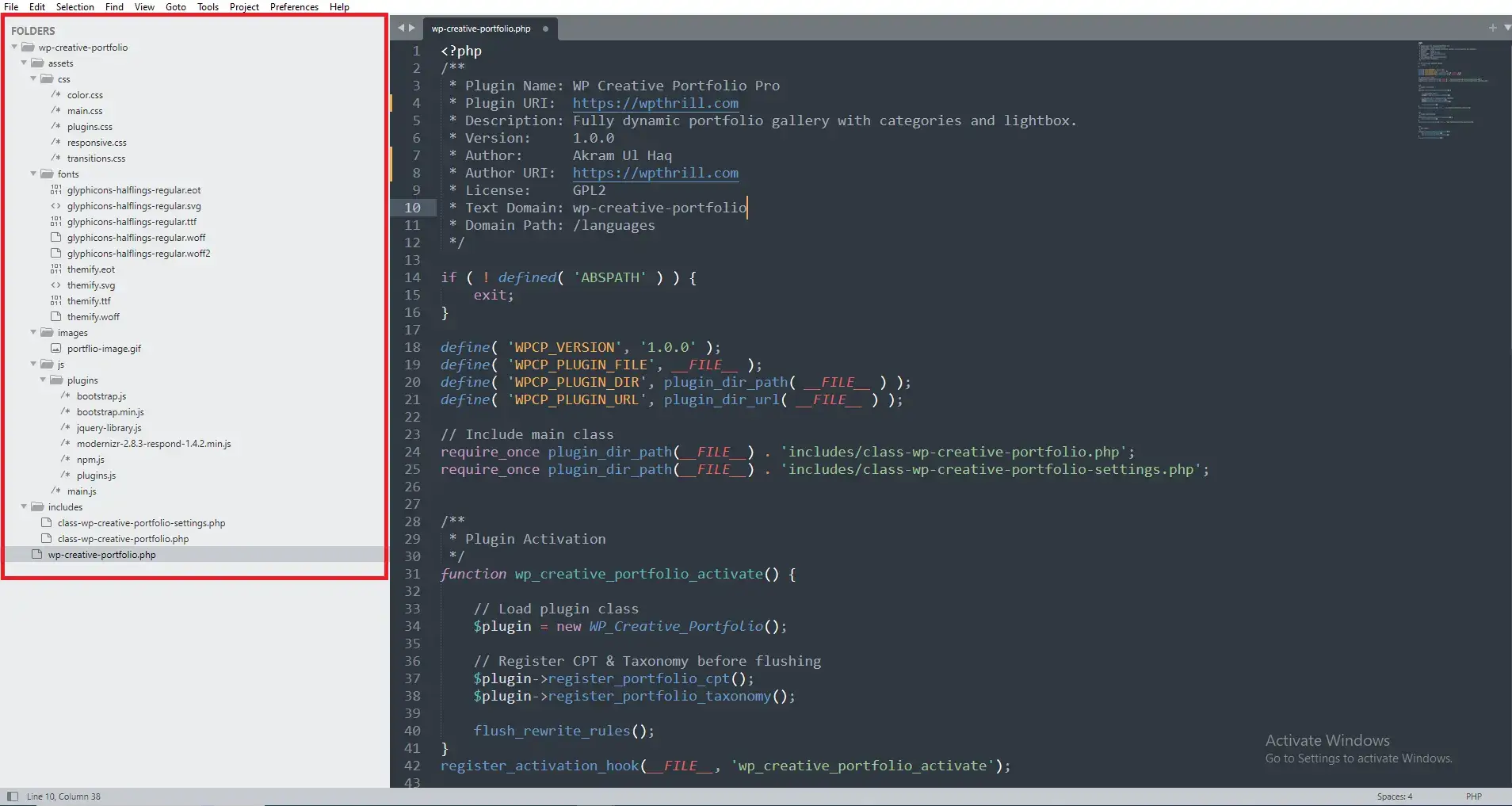 Your plugin folder structure in sublime text after creation