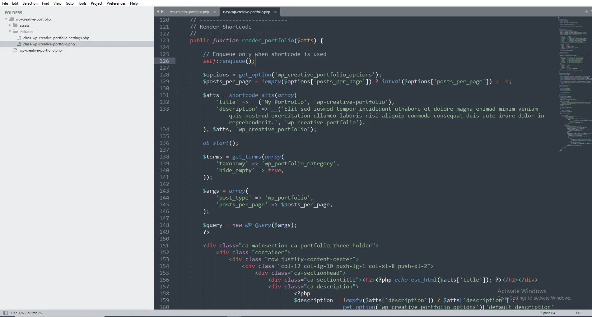 Complete shortcode code for render method